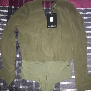 Khaki bodysuit long sleeve size large
